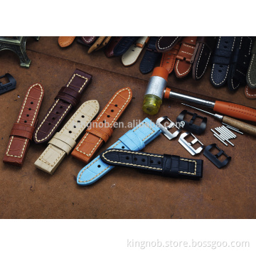24mm Genuine Alligator Grain Leather watchbands wholesale leather for panerai wrist watch band